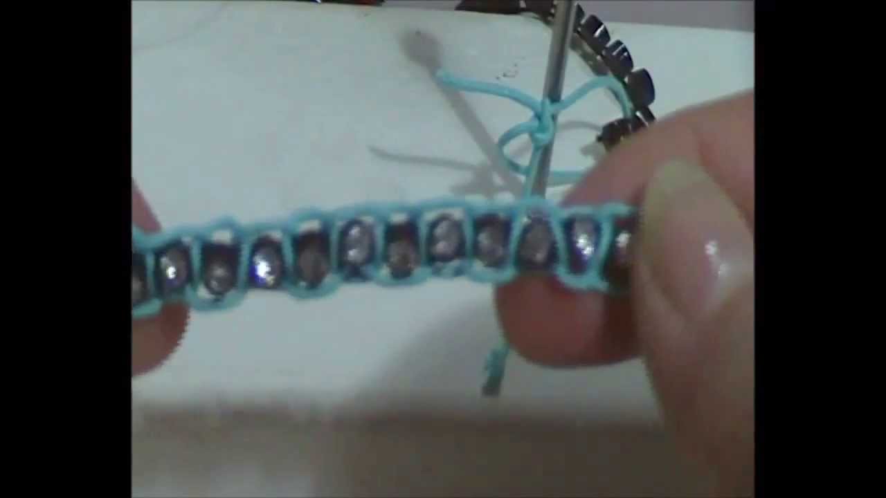 DIY: BRACCIALE CON CATENA STRASS. Macramè bracelet with strass chain