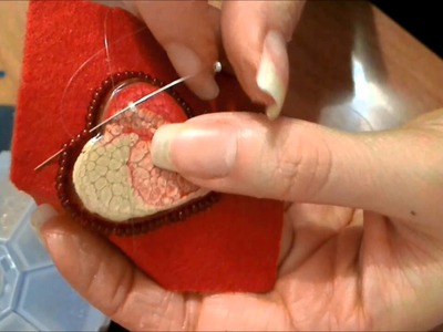 DIY tutorial cuore giallo rosso incastonato embroidery colori pebeo prisme feltro
