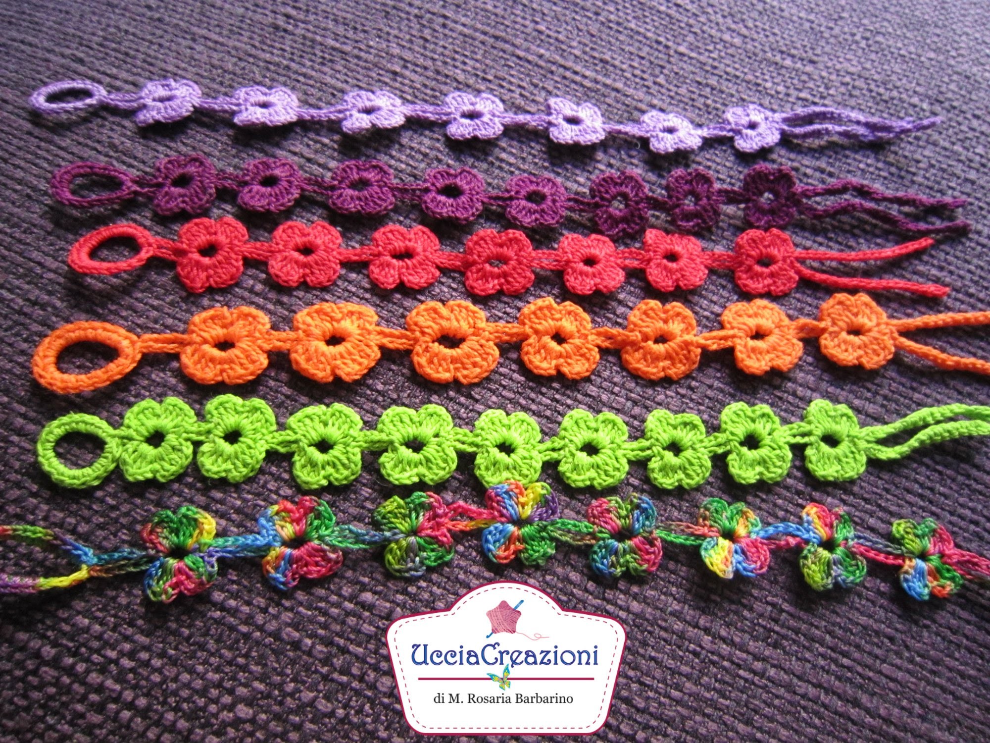 Tutorial 6. * Bracciali Fiore * Simil - Cruciani . How to Flower Crochet Bracelets