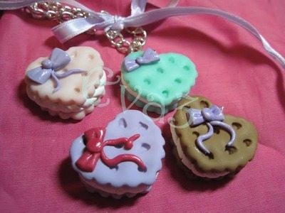 DIY Polymer clay: sweet cookies. biscotto a cuore ripieno