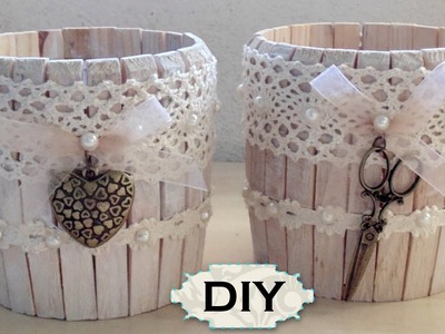 Tutorial: Barattolo in Legno Shabby Chic |Riciclo Creativo con Mollette e Barattoli| DIY Jar Wooden