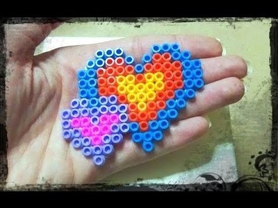Tutorial Pyssla * Cuori incrociati * idea decorazione San Valentino - Heart Hama Beads DIY