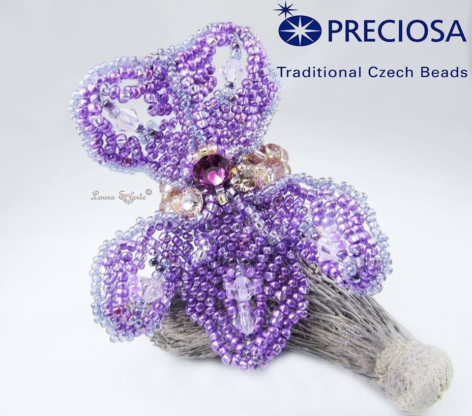 Anello "Viola mammola" di perline e cristalli e tutorial DIY foglia russa
