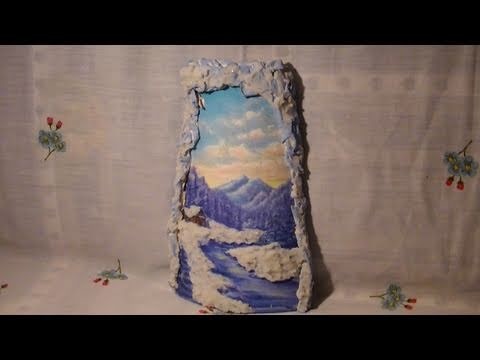 Tutorial: Decoupage su tegola di ceramica con effetto neve e decori in rilievo