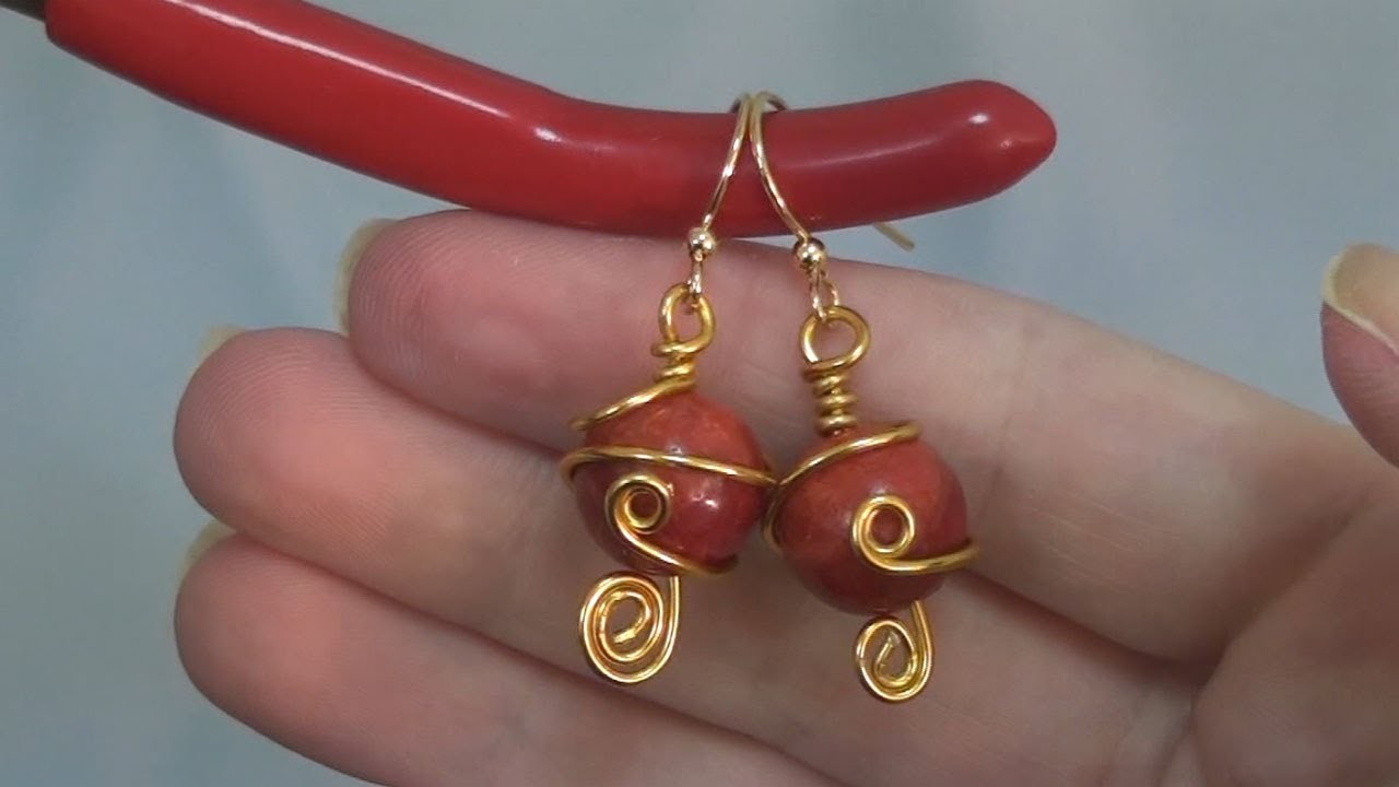 Orecchini Wire con Madrepora rossa | Perline per Principianti - HobbyPerline.com