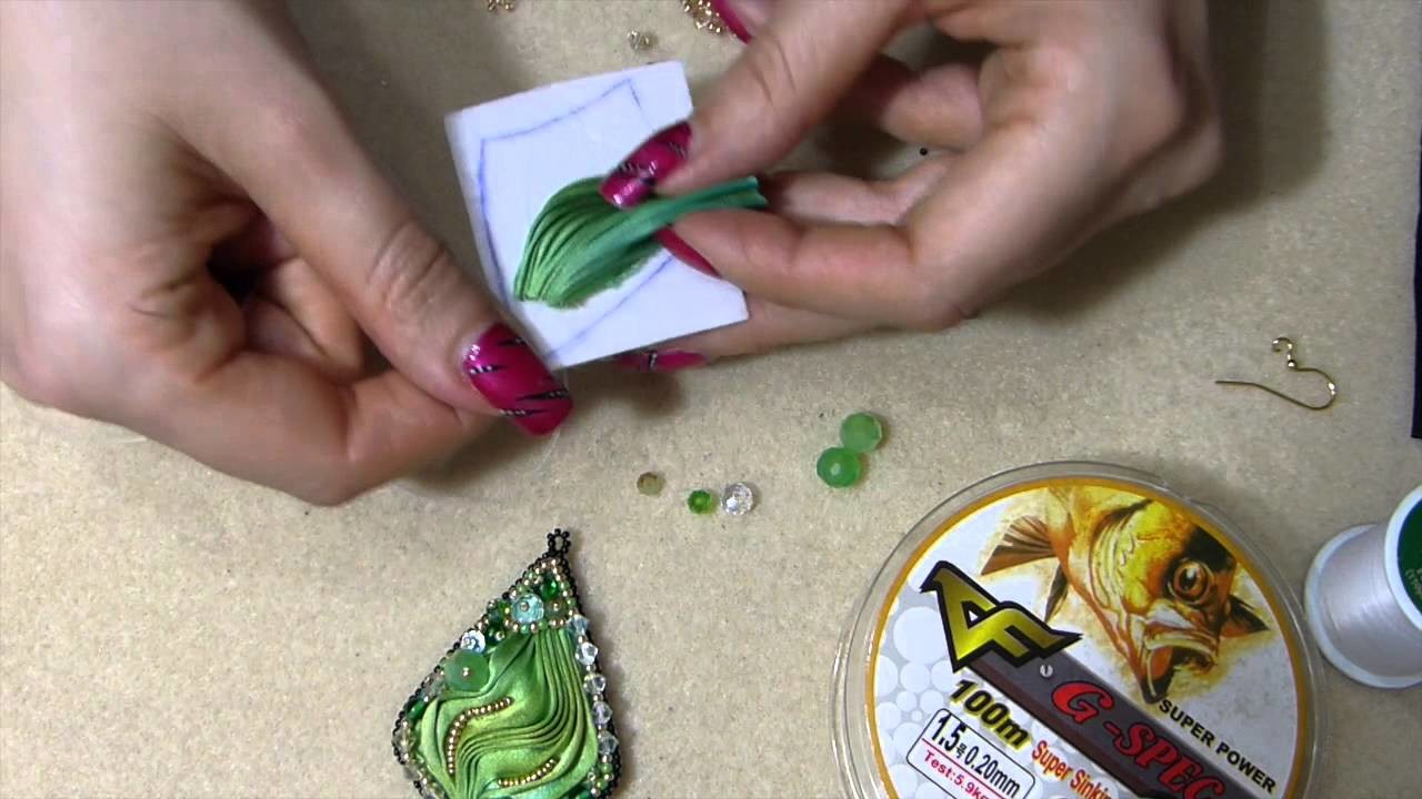 DIY orecchino o ciondolo con seta shibori ribbon tutorial fai da te embroidery parte 1