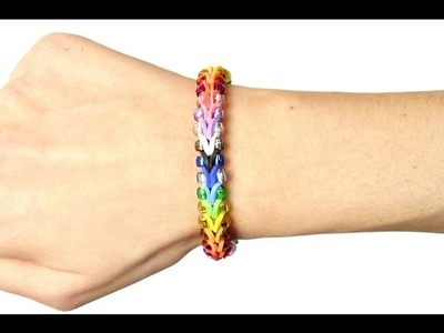 Loom bands V tutorial braccialetto elastico con perle (rubber bands bracelet with beads)