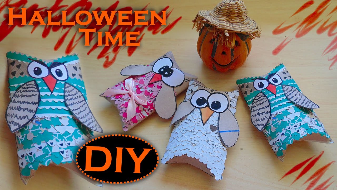 Tutorial Halloween: Gufetti porta Caramelle e Decorazioni - ✂ - DIY Halloween Candy Boxes Owls