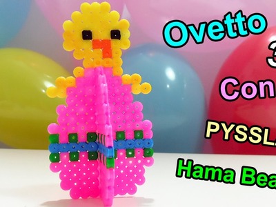 ♥Tutorial Ovetto Con Pulcino 3D in Pyssla (Hama Beads) Easter Eggs ♥