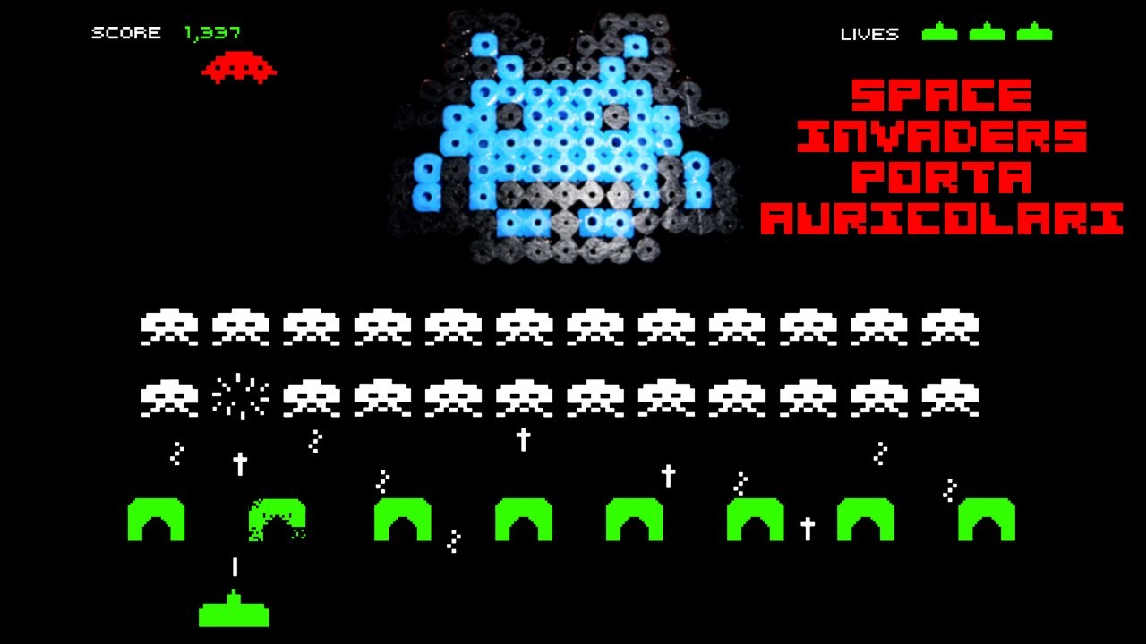 Tutorial: -Space invaders- avvolgicavo per cuffiette hama beads BI