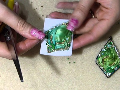 DIY orecchino o ciondolo con seta shibori ribbon tutorial fai da te embroidery parte 2