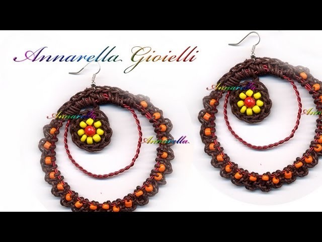 Tutorial - Orecchini uncinetto con perline e cotone cerato ( DIY crochet earrings )