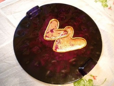 Tutorial: Colorink  viola e rosso con foglia d'oro su piatto in vetro