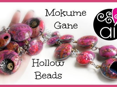 Bubbles Necklace | Polymer Clay Tutorial | Mokume Gane with Alcohol Inks | Hollow Beads