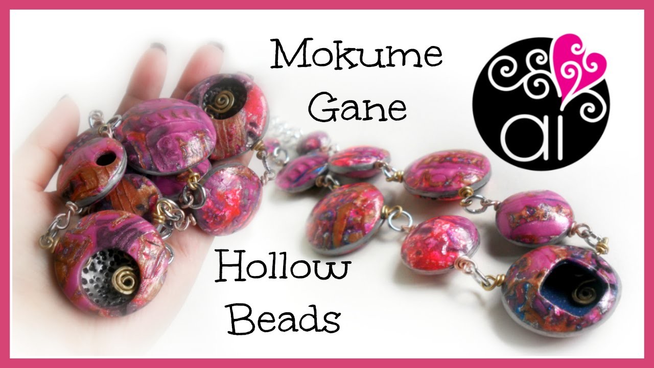 Bubbles Necklace | Polymer Clay Tutorial | Mokume Gane with Alcohol Inks | Hollow Beads