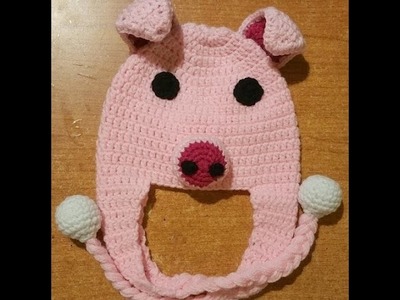 Tutorial cappellino all'uncinetto con paraorecchie  "maialino" - crochet hat -  boina crochet