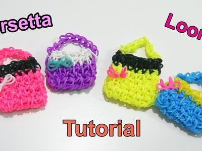 ♥Tutorial Borsetta 3D con Elastici Rainbow Loom Mini Purse.Handbag Charm (Senza Telaio )♥