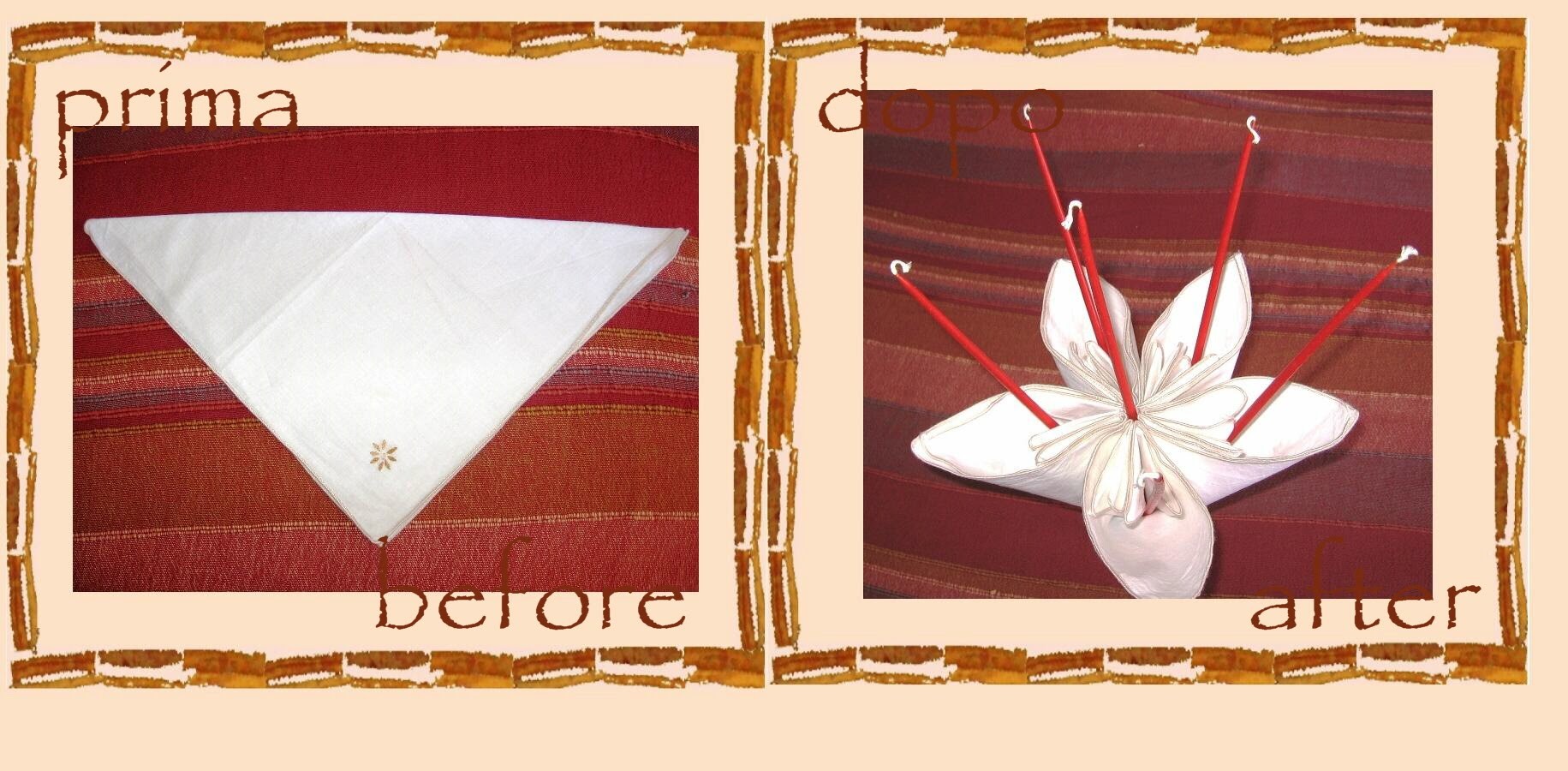 Riciclo creativo tovaglioli: fiore origami di stoffa -tutorial- Pasqua 2015