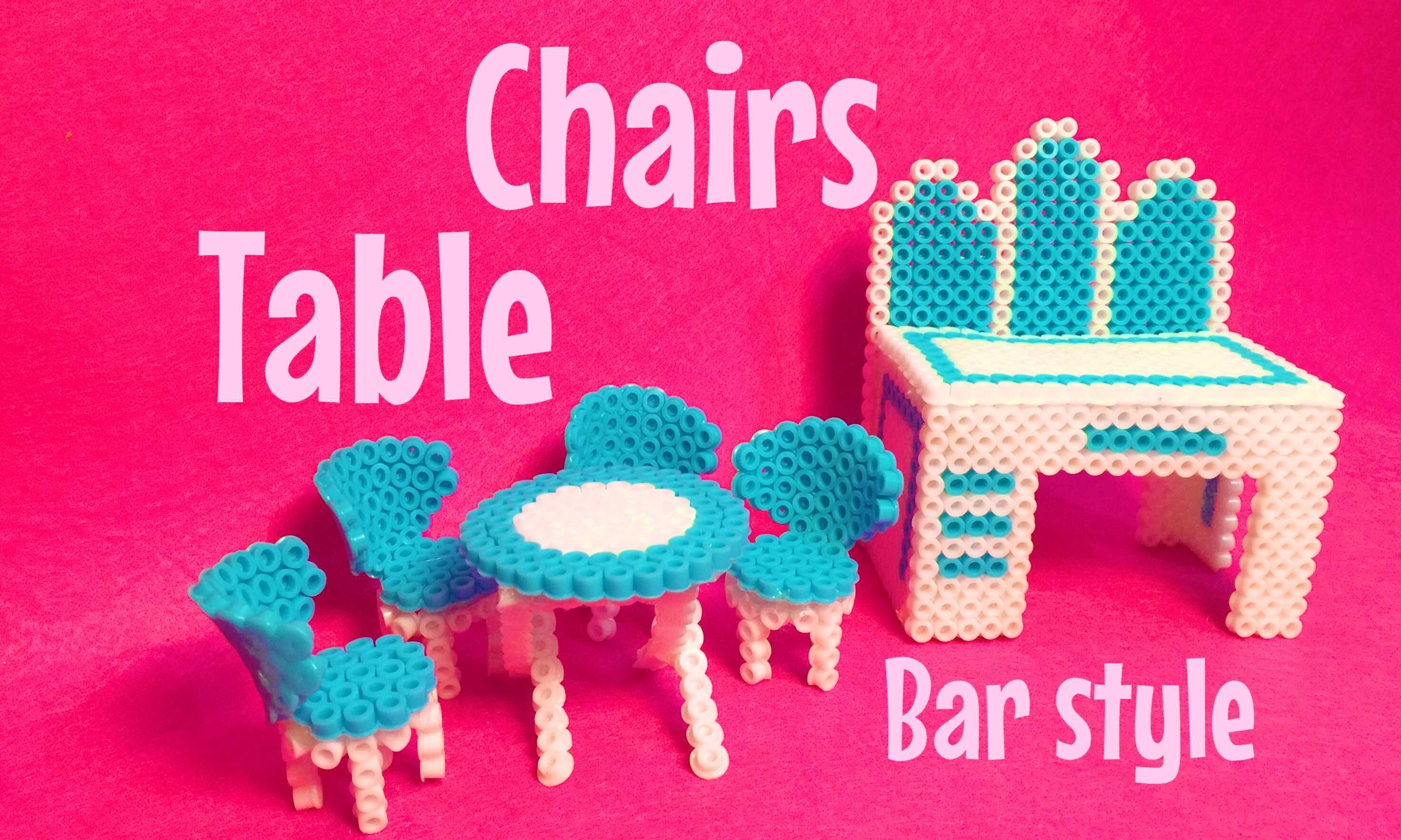 Diy chairs and table HAMABEADS.miny bar pyssla - mesa y silla perlerbeads