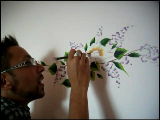 One Stroke painting - Luca Sansone - Flowers on wall