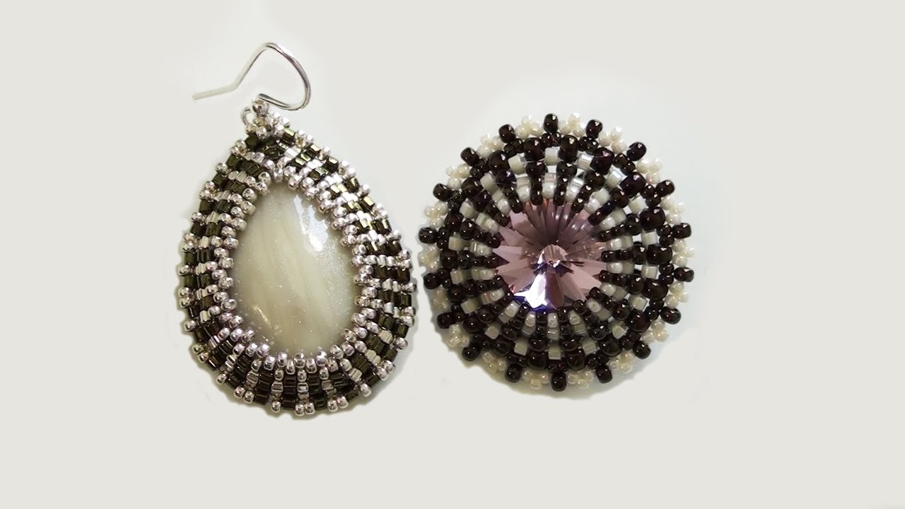 Sarubbest: Orecchini con perline: orecchini realizzati con Rivoli e cabochon in pasta polimerica