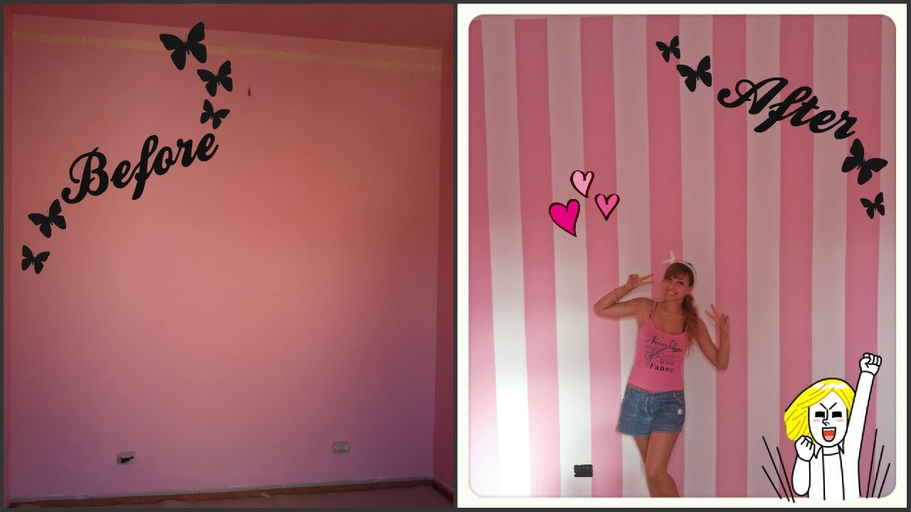 DIY • Striped wall ❀ Dipingere parete a righe |Cherry BloomPink