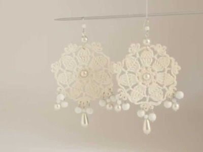 Orecchini pendenti bianchi all'uncinetto - by Maricò - Creazioni Uniche