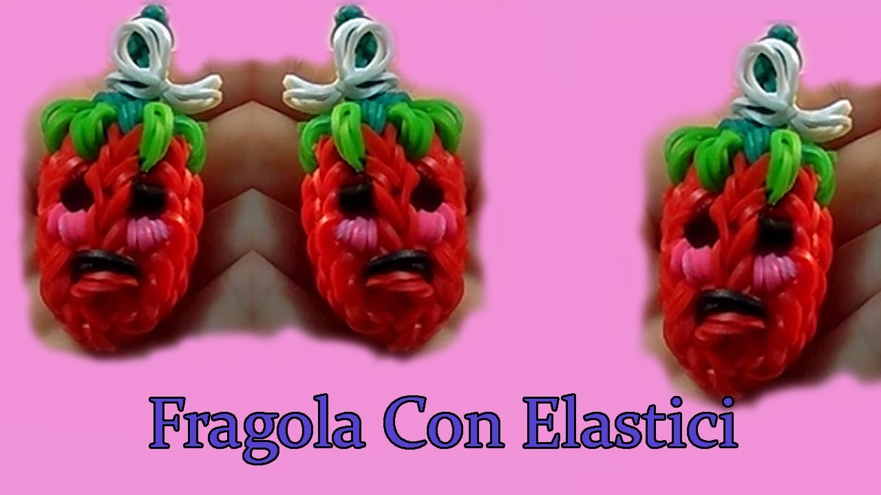 RAINBOW LOOM  Fragola Kawaii In 3D :Strawberry Charm Loom Tutorial !