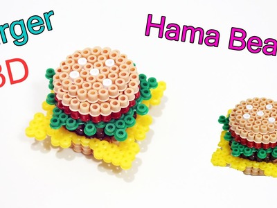 Panino.Hamburger 3D con Hama Beads ✯ Perler Bead 3d burger✯