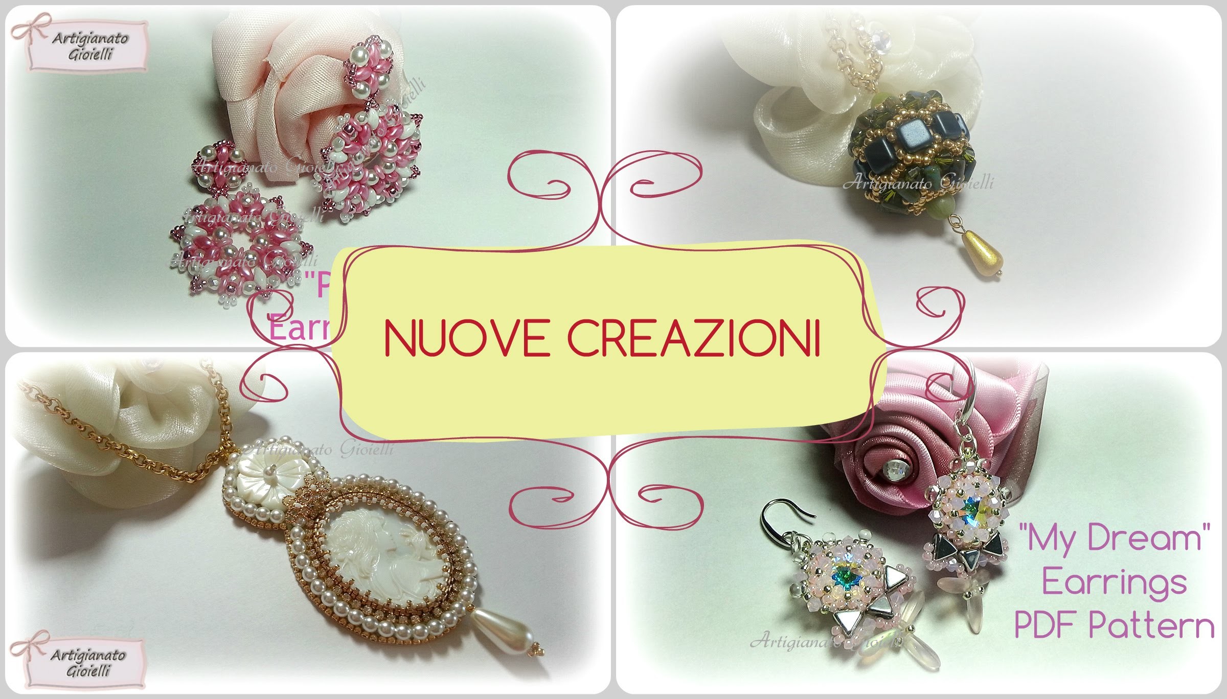 Nuove creazioni: sfere con perline (beaded bead), orecchini, embroidery. 