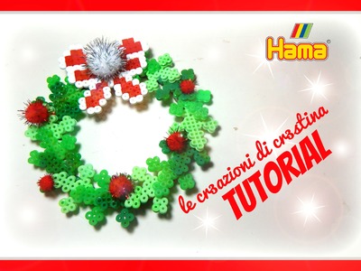 Ghirlanda Natalizia con HAMA BEADS.PERLER BEADS.PYSSLA - DIY Holly Christmas Door Decoration