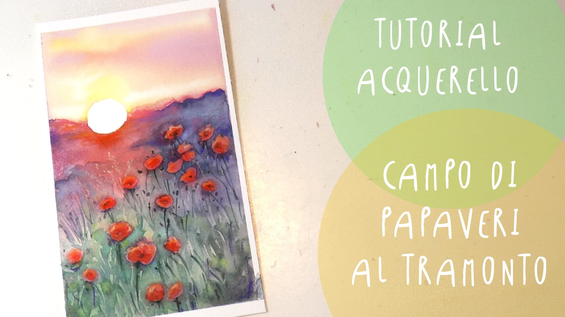 Corso di ACQUERELLO LEZIONE 39: come dipingere un CAMPO DI PAPAVERI al Tramonto by ART Tv