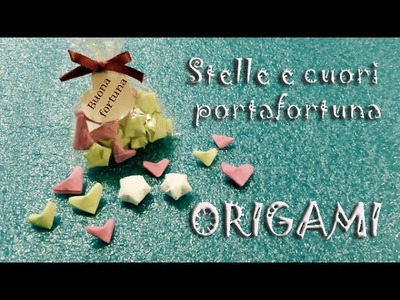 Origami 3d cuore e stella di carta portafortuna - lucky star heart