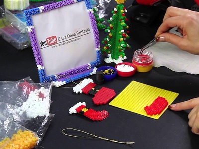 Video Tutorial Hama Beads Pyssla calza di natale Christmas Stocking DIY HD