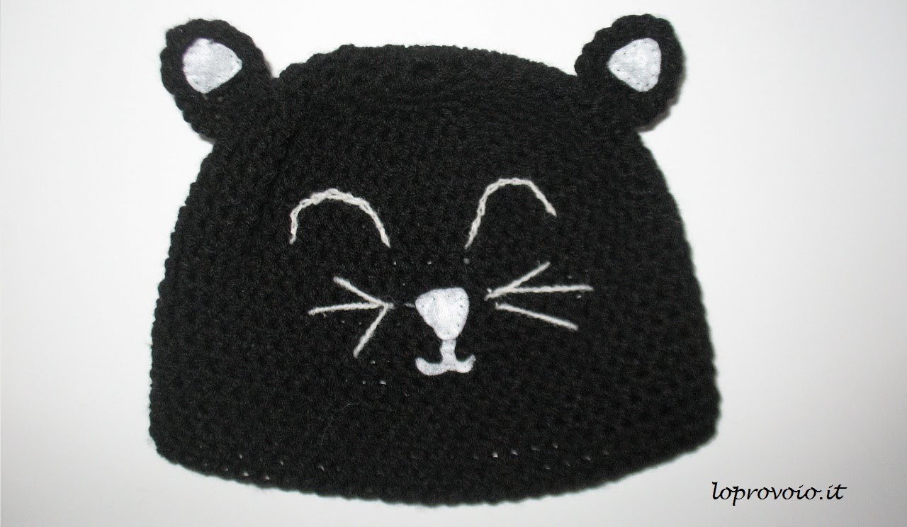 Cappellino a forma di gatto - Crochet cat hat
