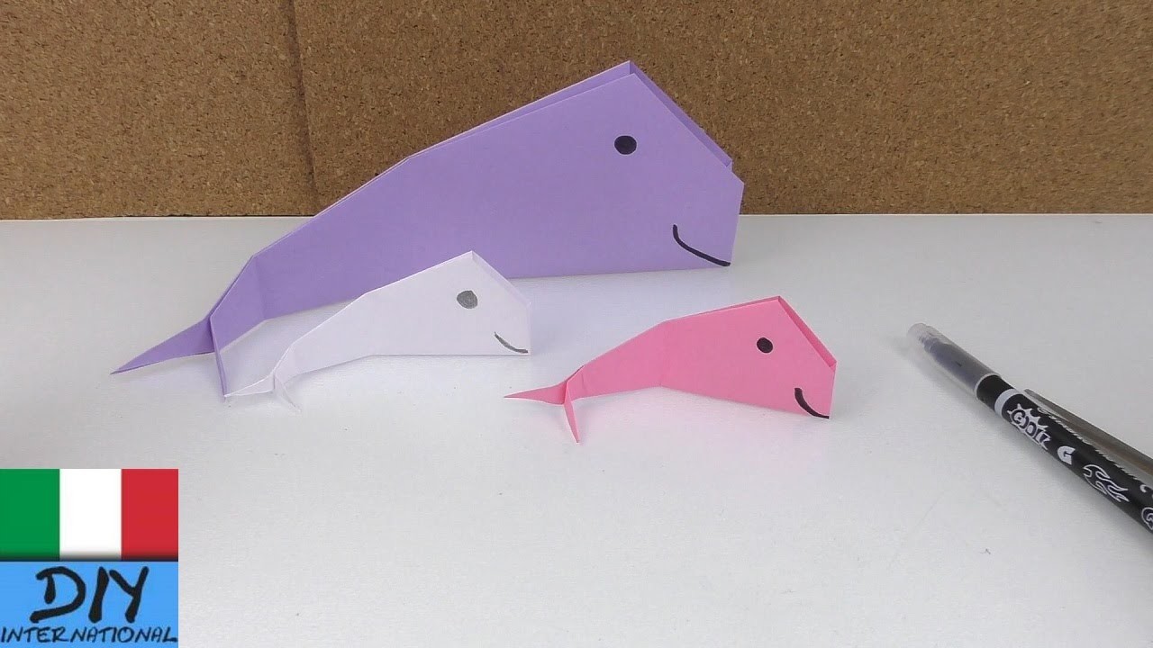 Balena origami. una balena di carta. origami tutorial