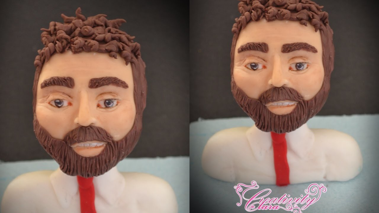 How to sculpting a man face - tutorial viso uomo in pasta di zucchero cake topper fondant torta