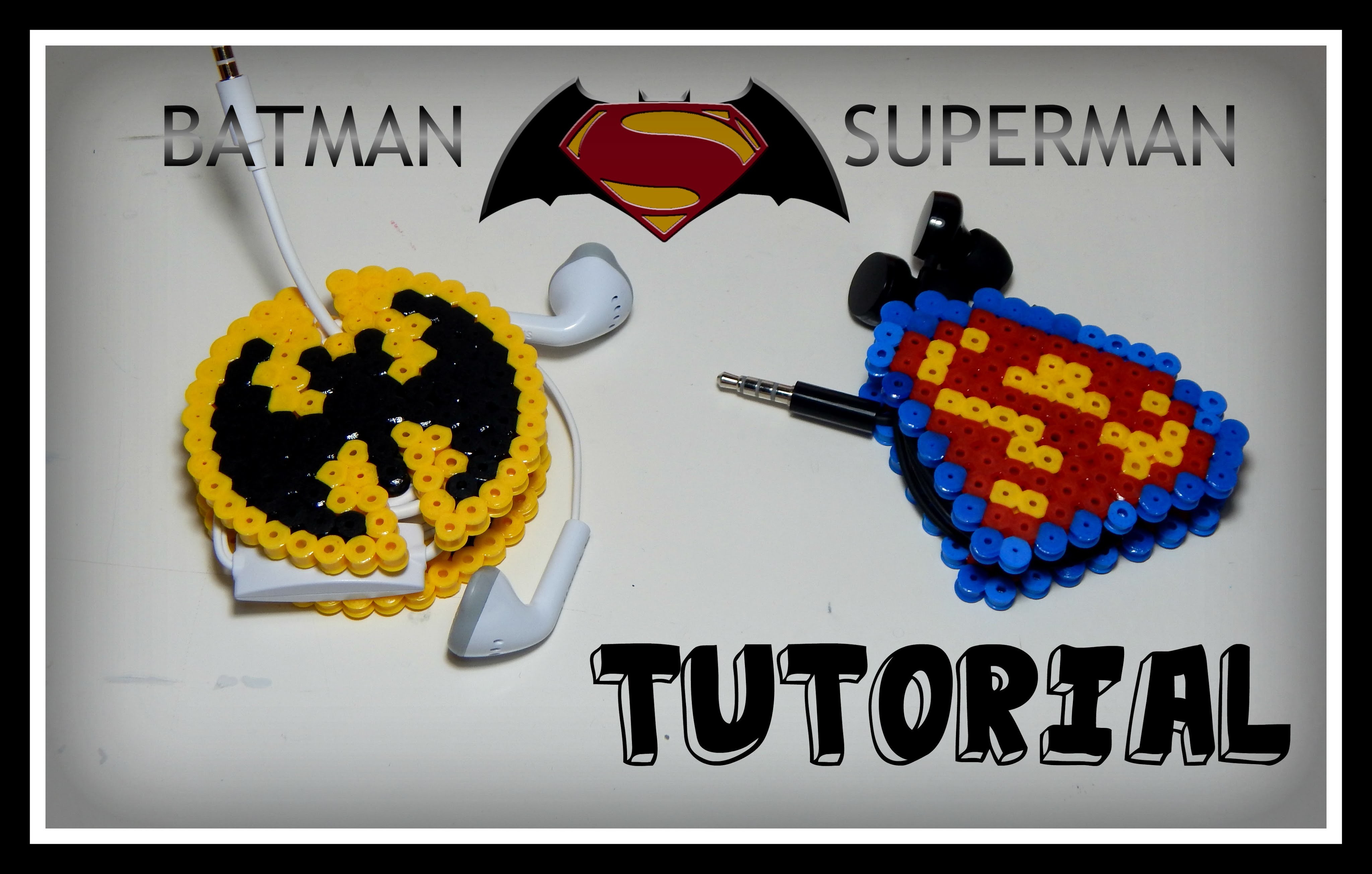 Batman vs Superman PORTA CUFFIETTE.AURICOLARI con Hama beads.Pyssla.Perler DIY Tutorial