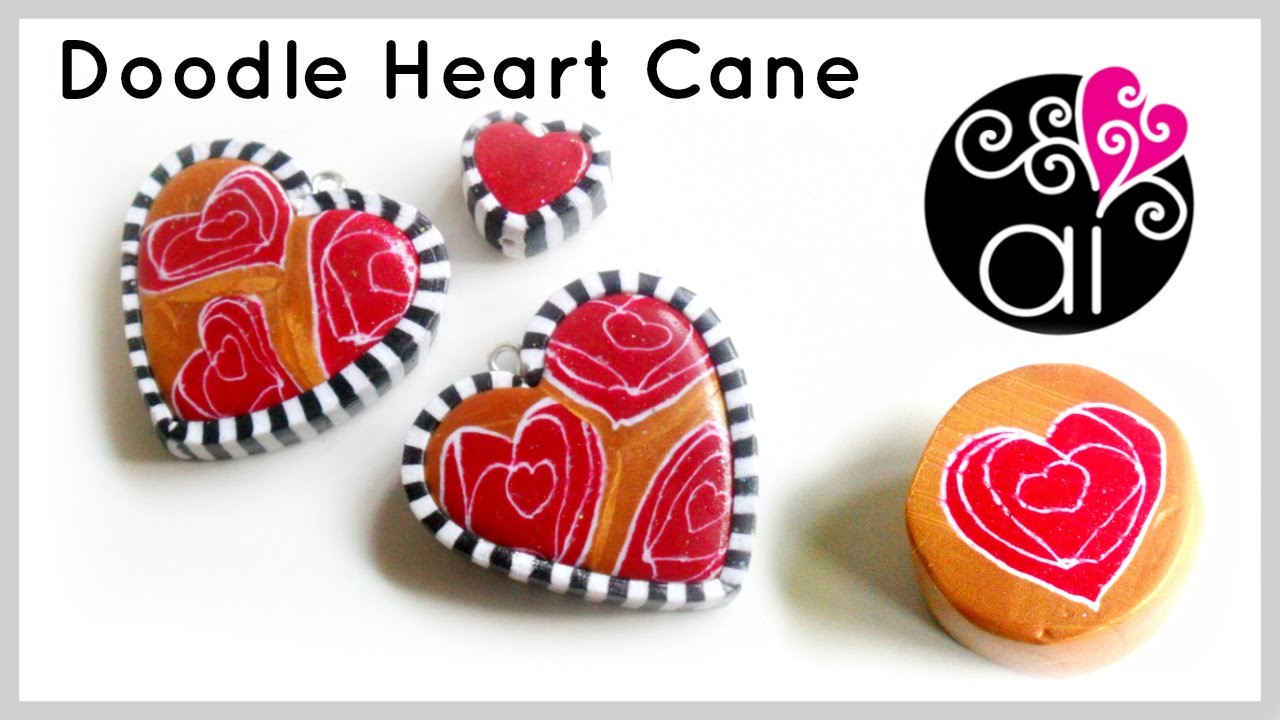 Doodle Heart Cane | Murrina Cuore Disegnato | Polymer Clay Tutorial