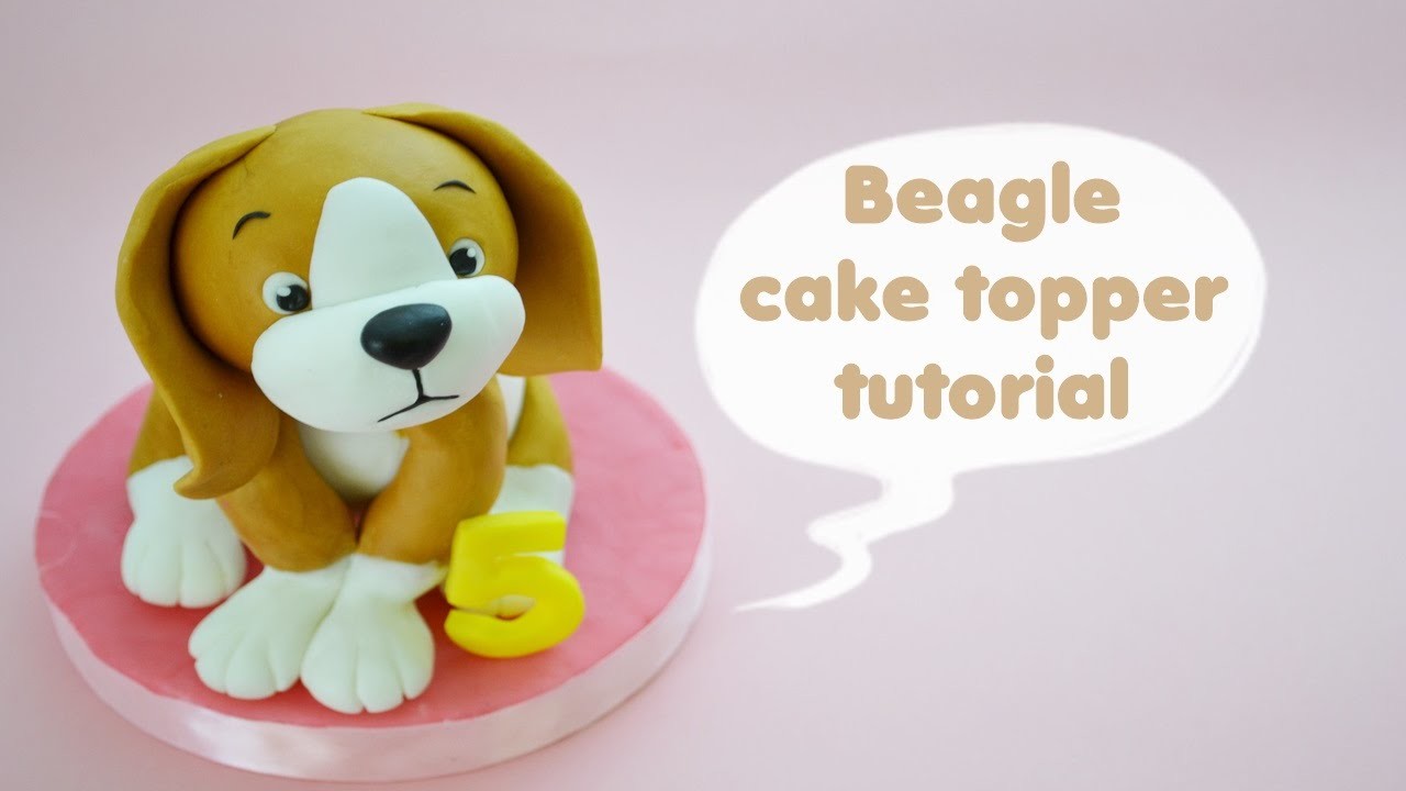 HOW TO  BEAGLE DOG CAKE TOPPER FONDANT - TUTORIAL CANE BEAGLE TORTA DECORATA IN PASTA DI ZUCCHERO