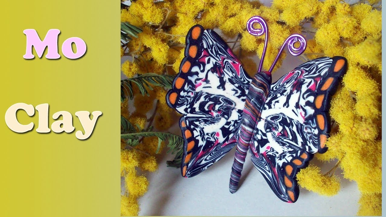 DIY Butterfly Polymer Clay tutorial. Facile Farfalla - Arcillas Poliméricas: Mariposa