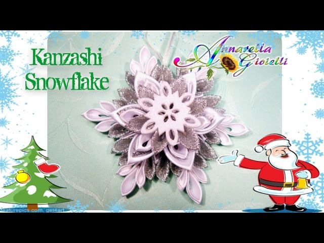 Stella Di Natale Kanzashi.Tutorial Kanzashi Snowflake Fiocco Di Neve