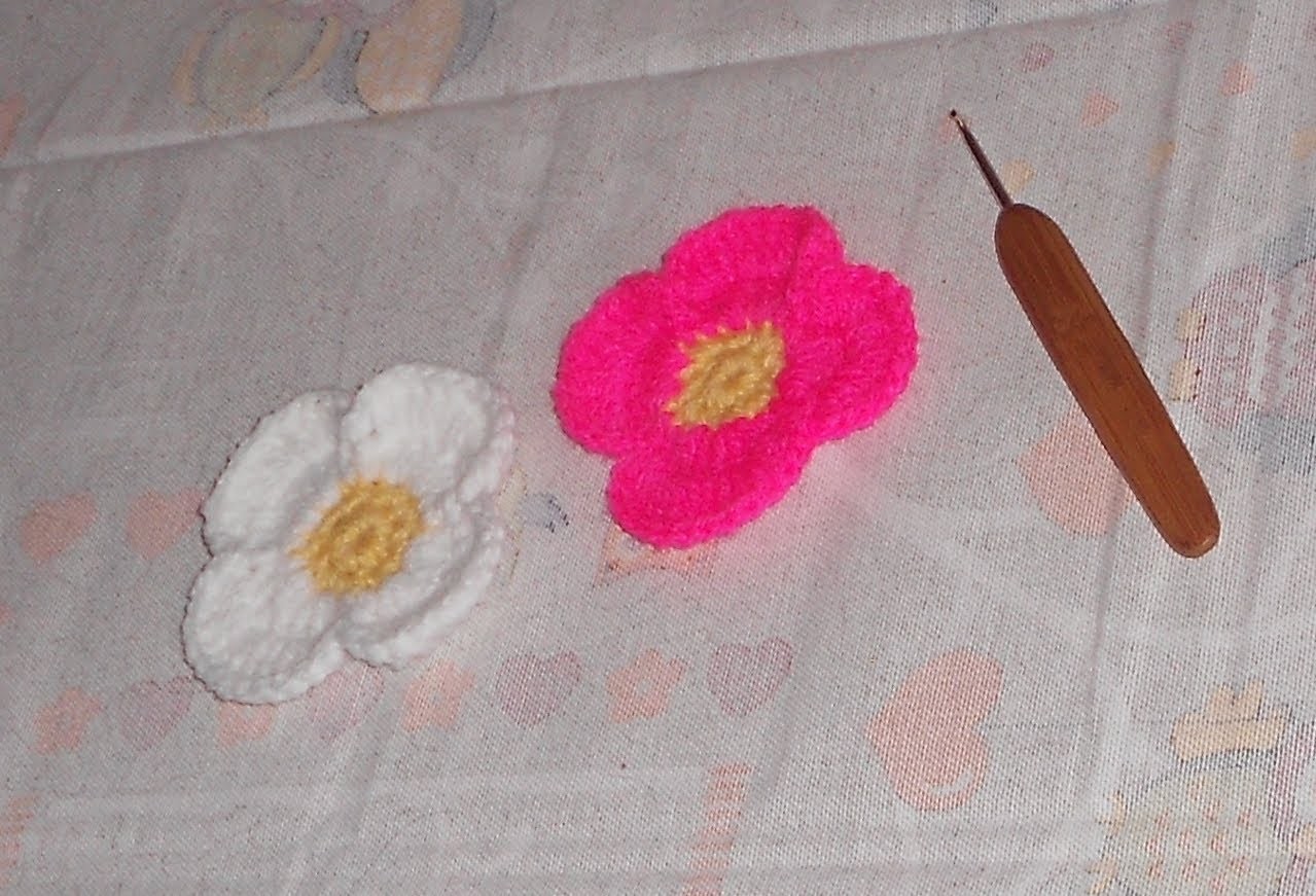 Uncinetto crochet fiore simplice crochet flowers ganchillo flor