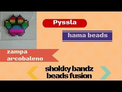DIY Pyssla Hama Beads zampa arcobaleno