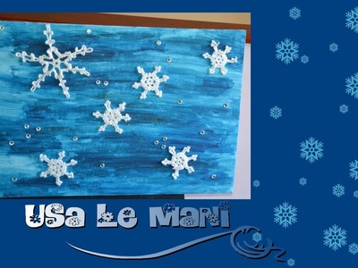 Quadro fiocchi di neve all'uncinetto. crochet snowflakes painting