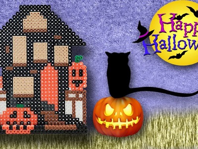 3D Casa Stregata di Halloween Hama Beads. Halloween House Perler Bead Tutorial
