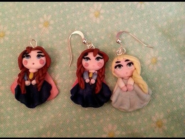 Orecchini Anna e Elsa Frozen. Earrings. Polymer clay. Fimo. Tutorial