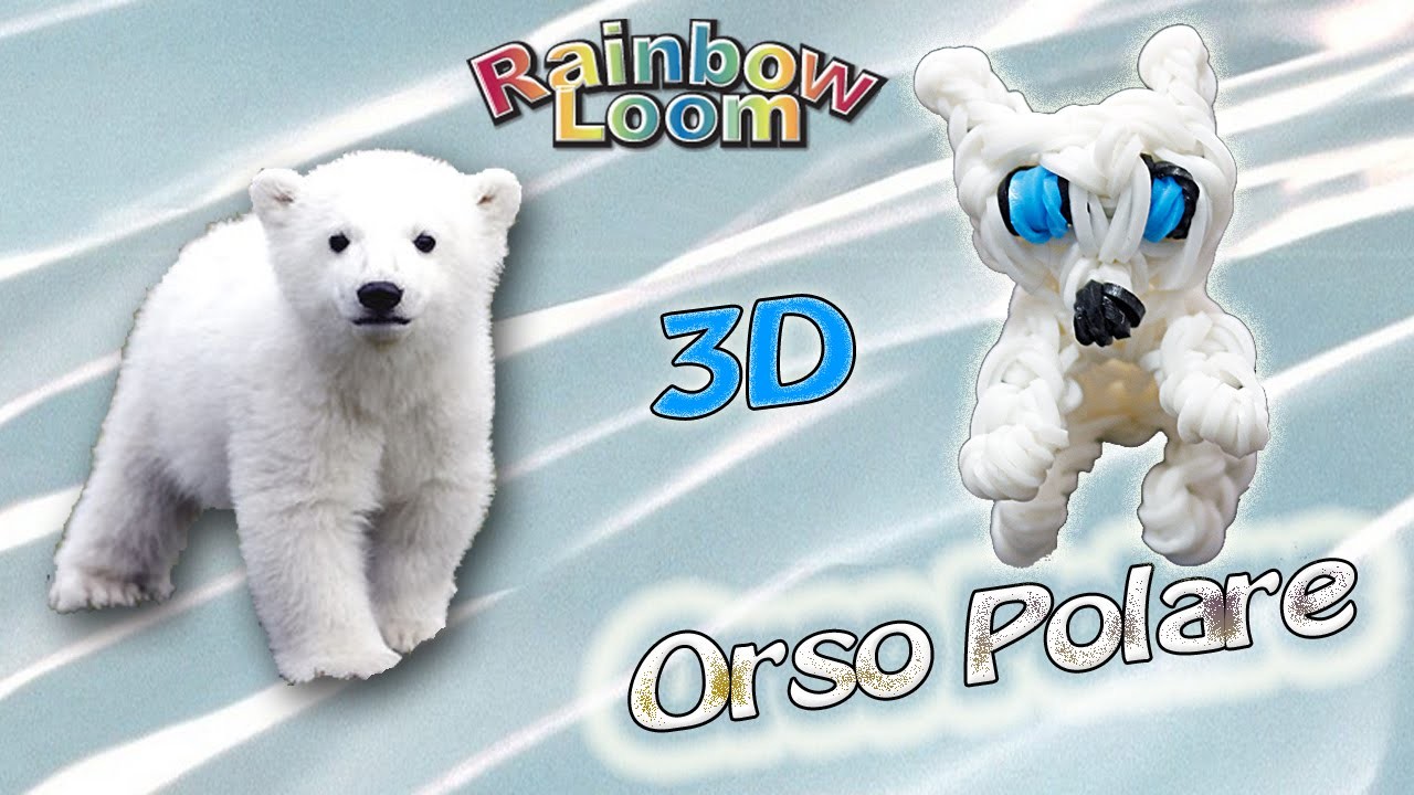 Orso Polare con elastici Rainbow Loom. Bear 3D Charm Loom Bands Tutorial