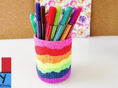 Portapenne nei colori dell'arcobaleno con Foam Clay | Super idea da scrivania | Bella e Conveniente