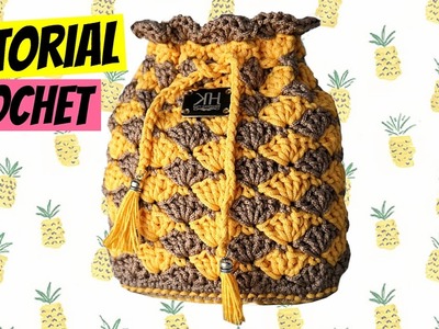 Tutorial pochette "Ananas" uncinetto | How to make crochet bag | Punto ventaglio || Katy Handmade